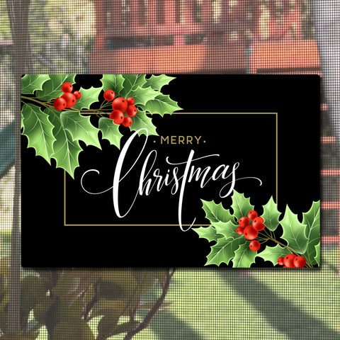 Mesh Magnets Anti-Collision Acrylic Screen Door Decoration - Christmas Holly Sign