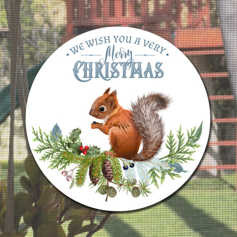 PRE-ORDER Mesh Magnets Anti-Collision Acrylic Screen Door Decoration - Christmas Squirrel Sign