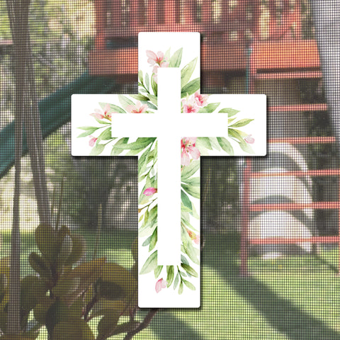 Mesh Magnets Anti-Collision Acrylic Screen Door Decoration - Small Cross Floral Sign