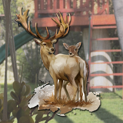 Mesh Magnets Anti-Collision Acrylic Screen Door Decoration - Deer Sign (Small)