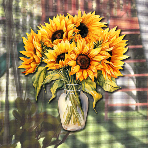 Mesh Magnets Anti-Collision Acrylic Screen Door Decoration - Small Sunflower Bouquet Sign