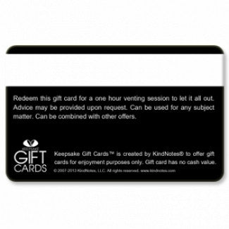 Keepsake Gift Cards Venting Session - Personalized Gift Cards