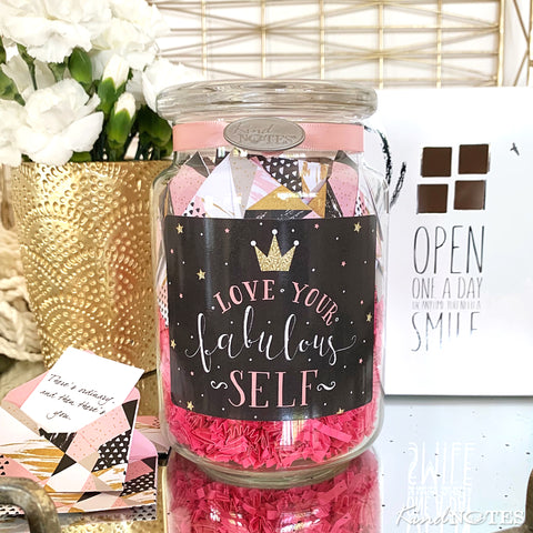 Love Your Fabulous Self Jar of Notes (with Blank Papers)