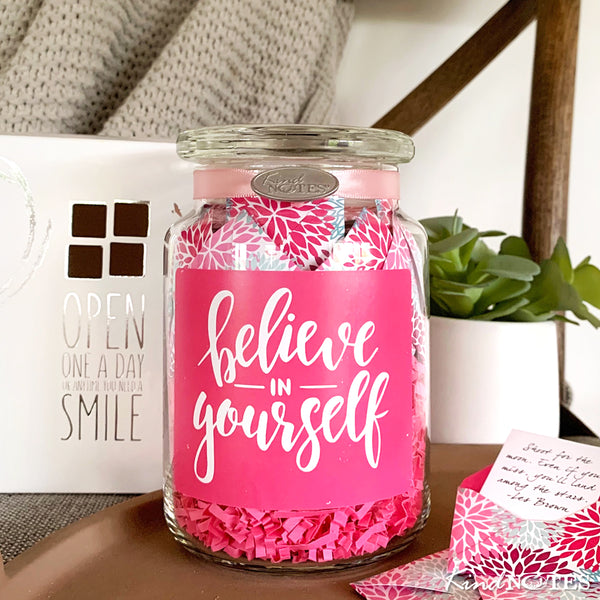 Floral Puffs Believe in Yourself Jar (with Blank Papers)