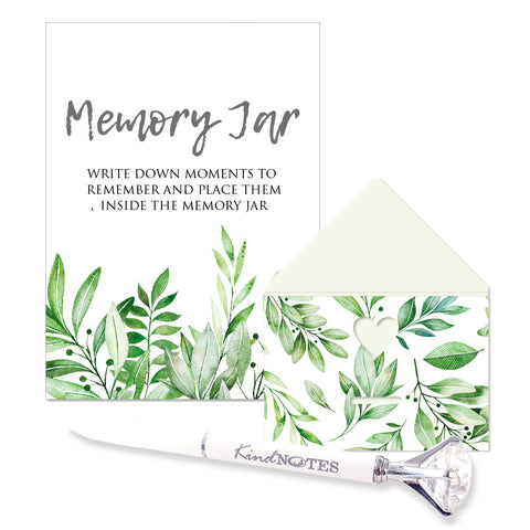 Memory Jar by KindNotes (Deluxe Kit without Jar) - Green Foliage