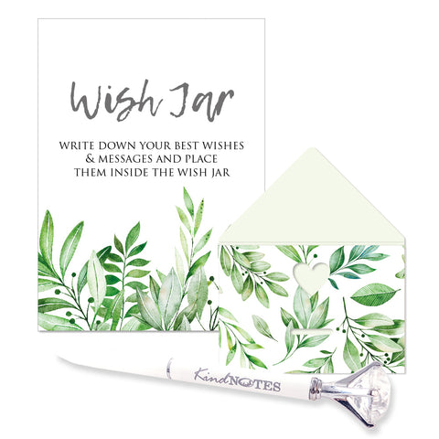 Wish Jar by KindNotes (Deluxe Kit without Jar) - Green Foliage