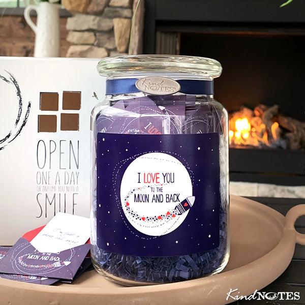 Moon and Back Jar of Notes (with Blank Papers)