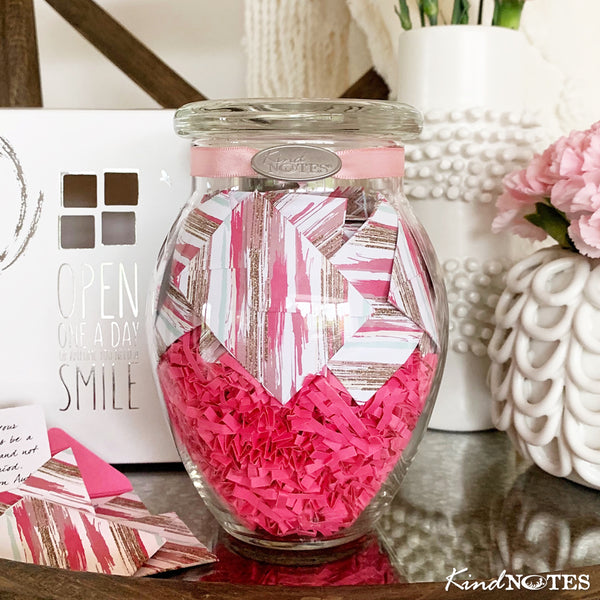 Pink and Gold Jar of Notes (with Blank Papers)
