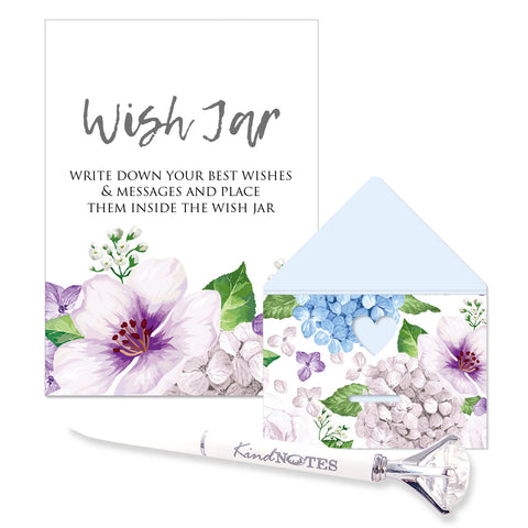 Wish Jar by KindNotes (Deluxe Kit without Jar) - Purple Hydrangeas