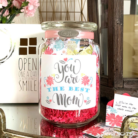 Refreshing Floral Best Mom Jar of Notes