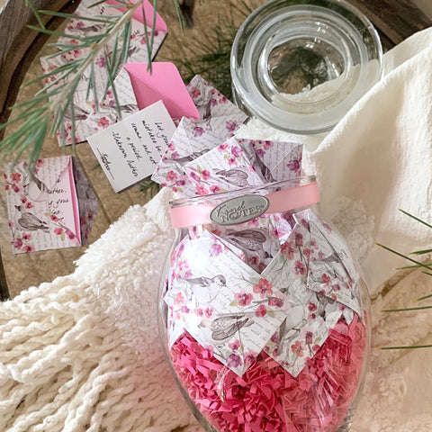 Birds and Flowers Jar with FRIENDSHIP Messages (Wholesale)