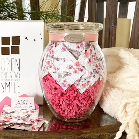Birds and Flowers Jar with FRIENDSHIP Messages (Wholesale)