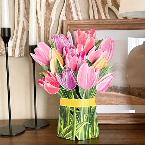 11-Inch Pop-Up Bouquet - Colorful Tulips (Wholesale)