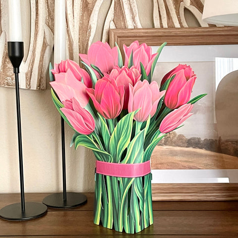 11-Inch Pop-Up Bouquet - Pink Tulips (Wholesale)