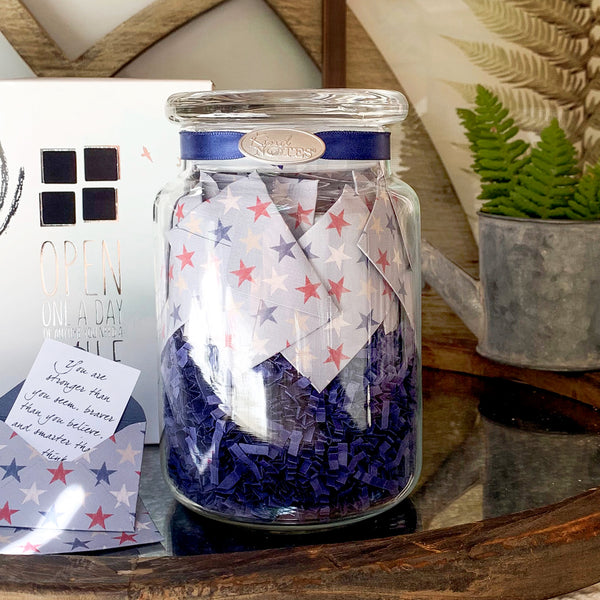 Americana Stars Jar of Notes Miltary Family Gift
