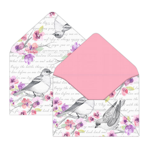 Birds and Flowers Enjoy Every Moment (with Blank Papers)