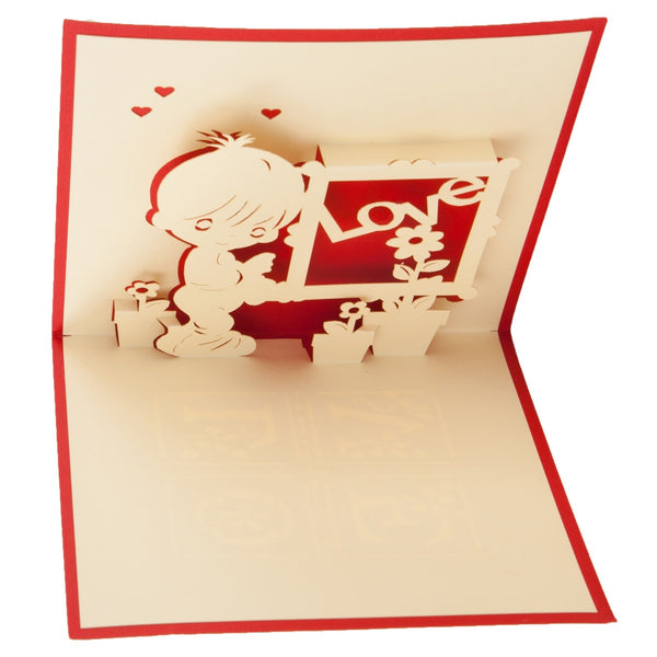 Boy in Love Pop-Up 3D Greeting Card