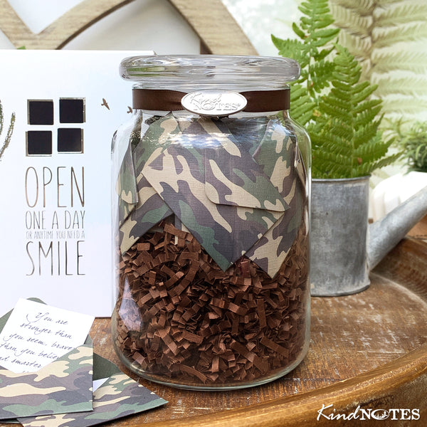 Natural Camo Jar of Notes Gift for Military Families