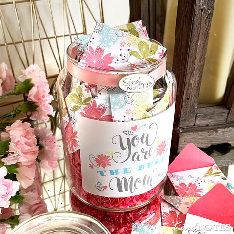 Refreshing Floral Best Mom Jar of Notes (with Blank Papers)