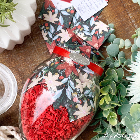 Retro Poinsettias Jar of Notes Holiday Host Gift