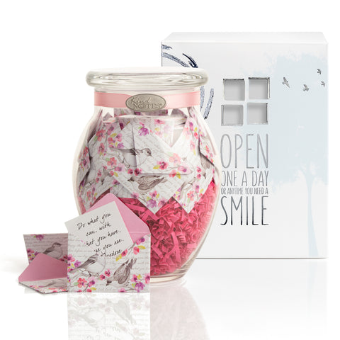 Birds and Flowers Jar with FRIENDSHIP Messages (Wholesale)