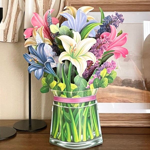 11-Inch Pop-Up Floral Bouquet - Lovely Lilies