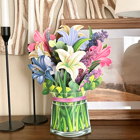 11-Inch Pop-Up Floral Bouquet - Lovely Lilies